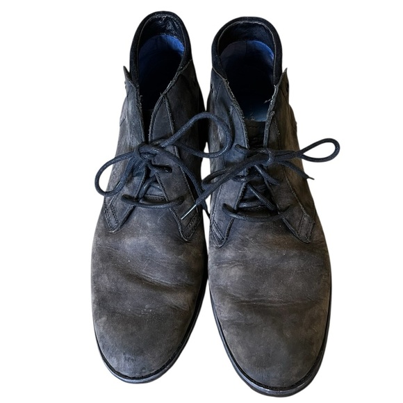 Mark Nason Loretto chukka lace up boot in distressed black leather and suede main image 7